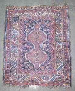 lot 91 image: Vintage Hand Woven Tribal Caucasian Rug