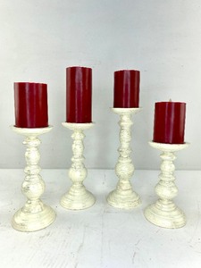 lot 428 image: 4 Luminara Dark Red Flameless Pillar Candles on Holders