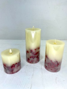 lot 437 image: 3 Luminara Pressed Berry Flameless Pillar Candles