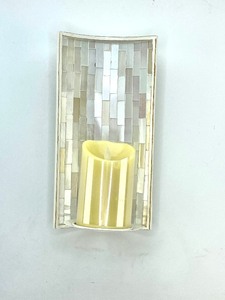 lot 429 image: 3 Luminara Ivory Flameless Pillar Candles with 4 Holders