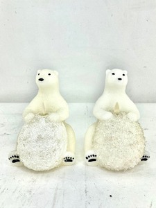 lot 420 image: 2 Luminara Flameless Polar Bear Candles, Martha Stewart