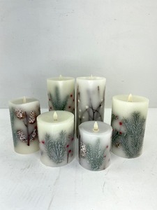 lot 431 image: 6 Pressed Plant Style Flameless Pillar Candles, Luminara
