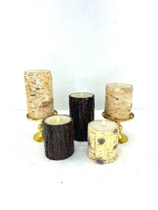 lot 412 image: 5 Birchwood and Bark Flameless Candles, Martha Stewart Luminara, Other