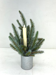 lot 440 image: Faux Potted Pine Plant with Luminara Flameless Candle