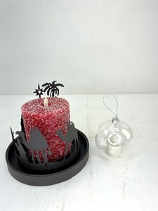 lot 439 image: 2 Flameless Candles, Ornament and Nativity Scene