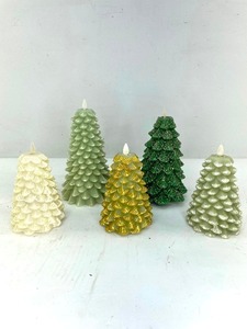 lot 419 image: 5 Luminara Flameless Christmas Tree Candles, Martha Stewart