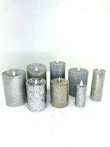 lot 447 image: 8 Luminara Silver Glitter Flameless Candles
