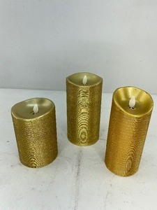 lot 484 image: 3 Luminara Gold Spun Metallic Style Flameless Candles