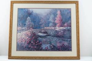 lot 52 image: Tan Chun C. Framed Print Bridge Over Stream