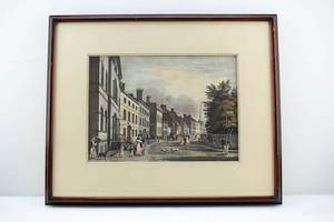 lot 58 image: Colorized New York City Print After J. Bennett Broadway from the Bowling Green