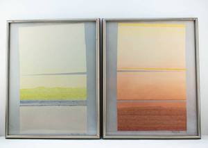 lot 68 image: Pair Mary Guys Abstract Mixed Media Paintings
