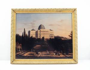 lot 69 image: Ornate Framed Poster Print After Bentleys View of Capitol at Washington
