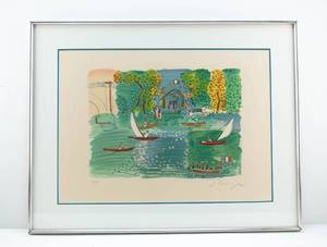 lot 101 image: Elmyr de Hory Homage to Cezanne Lithograph Sailing Scene