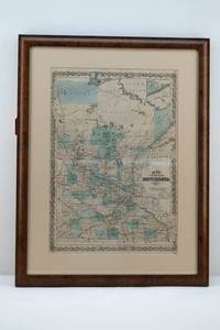 lot 96 image: Map of the State of Minnesota - 1874 Framed Map Print, Hand-Colorized