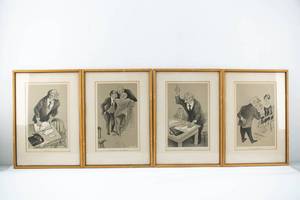 lot 128 image: Grp 4 William Gropper Courtroom Lawyer Themed Lithographs