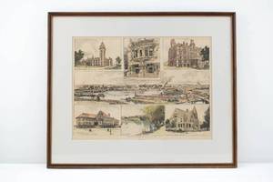lot 155 image: Harry Fenn City of Minneapolis Drawing Colorized Print