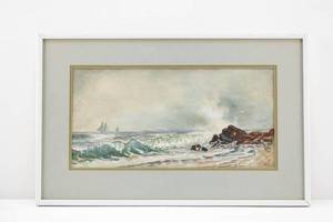 lot 148 image: St. Pierre Signed Seascape Original Watercolor Painting