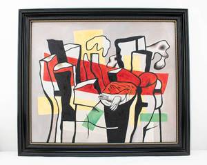 lot 24 image: Large Modern Original Painting on Canvas in the style of Dubuffet