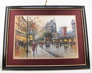 lot 42 image: Antoine Blanchard Winter Scene Near Moulin Rouge Print