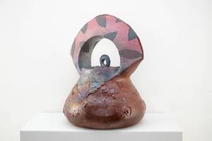 lot 5 image: Robert Flynn Low Fire, Salt-Fumed Ceramic Vessel with Lid
