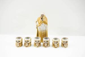 lot 2 image: Japanese Porcelain Skeleton Poison Bottle Decanter Set
