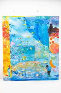 lot 47 image: Large Alexandra Rozenman Reaching Balance Original Oil on Canvas Painting