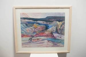 lot 354 image: Nicastro Untitled Abstract Western Landscape Mixed Media Painting on Paper