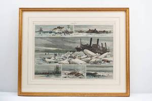 lot 284 image: 3 Vintage Harpers Weekly Illustration Prints by Charles Graham