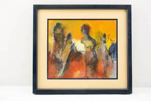 lot 300 image: Eric Pieti Abstract Figural Mixed Media Painting