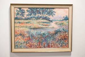lot 338 image: Elizabeth Horning Flowering Pond Original Acrylic on Canvas Painting