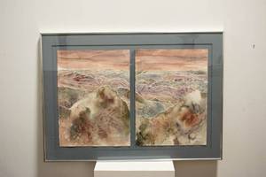 lot 369 image: Jannine Primus Original Watercolor Painting of Abstract Landscape on Layered Paper