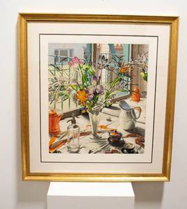 lot 376 image: Nancy Hagin Milk Glass Bouquet Serigraph, Signed & Numbered