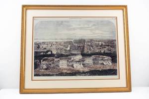 lot 389 image: Enlarged Print from the Illustrated London News Birds Eye View of the City of Washington with Capital in Foreground