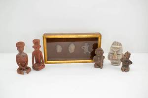 lot 400 image: 6 Pre-Columbian Style Ceramic & Stone Figures