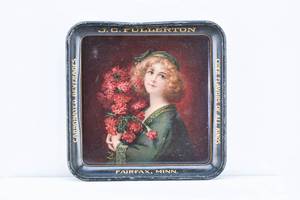 lot 140 image: Vintage Minnesota Advertising Beverage Tray J.C. Fullerton Carnation Girl