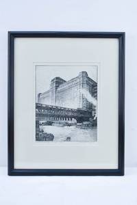 lot 251 image: S. Chester Danforth Wells Street Bridge, Chicago Detailed Etching