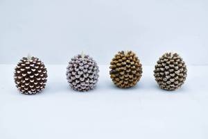 lot 182 image: 4 Liown Pinecone Moving Flame Flameless Candles
