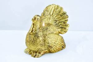 lot 189 image: Luminara 7.75 Gold Finish Turkey Flameless Candle