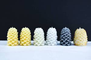 lot 198 image: 6 Pinecone Electronic, Real Wax Flameless Candles