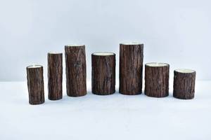 lot 200 image: 7 Luminara Moving Flame Flameless Candles with Brown Bark Look