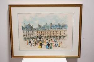lot 528 image: Urbain Huchet Paris, La Place des Vosges Lithograph
