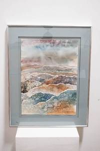 lot 529 image: Jannine Primus Abstract Landscape on Layered Paper Original Watercolor Painting