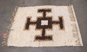 lot 319 image: Antique Primitive Wall Hanging Rug with Large Symbol