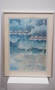 lot 530 image: Vintage Peggy Corthouts Pond w Trees Print