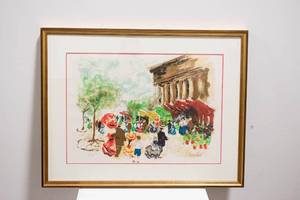 lot 536 image: Urbain Huchet Paris, La Madeleine et le March aux Fleurs Lithograph