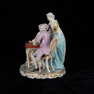 lot 10 image: Dresden Style German Porcelain Figural Group