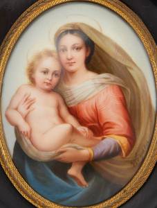 lot 32 image: 3 Porcelain Portrait Miniatures Signed Wagner