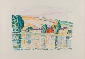 lot 36 image: Elmyr de Hory Hommages par Elmyr Seaside Village Lithograph