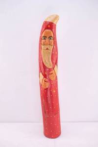 lot 408 image: Vintage Carved Wood Santa Claus Christmas Sculpture
