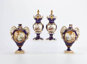 lot 120 image: 2 Pairs Porcelain Vases Sevres Chamberlain